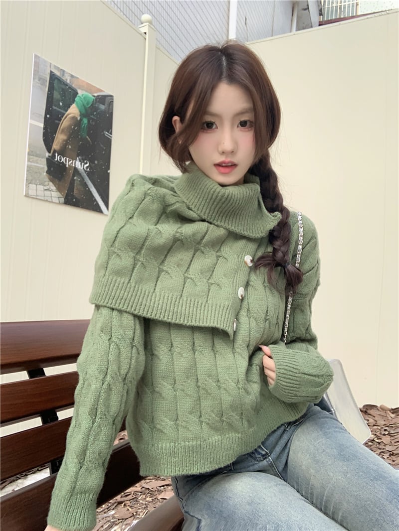 【tops】ニットセーターマフラー付き　M26915