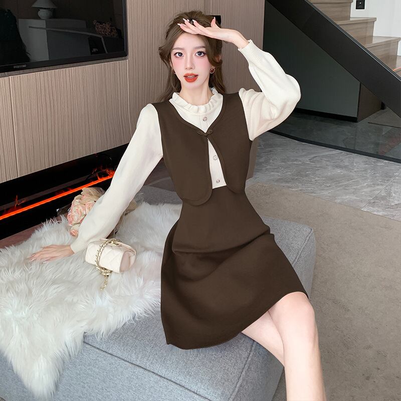【dress】ドッキングニットワンピース　M18711