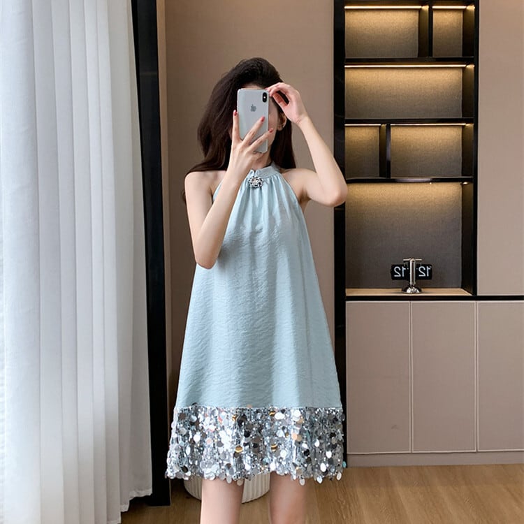 【dress】キラキラノースリーブワンピース　M24338