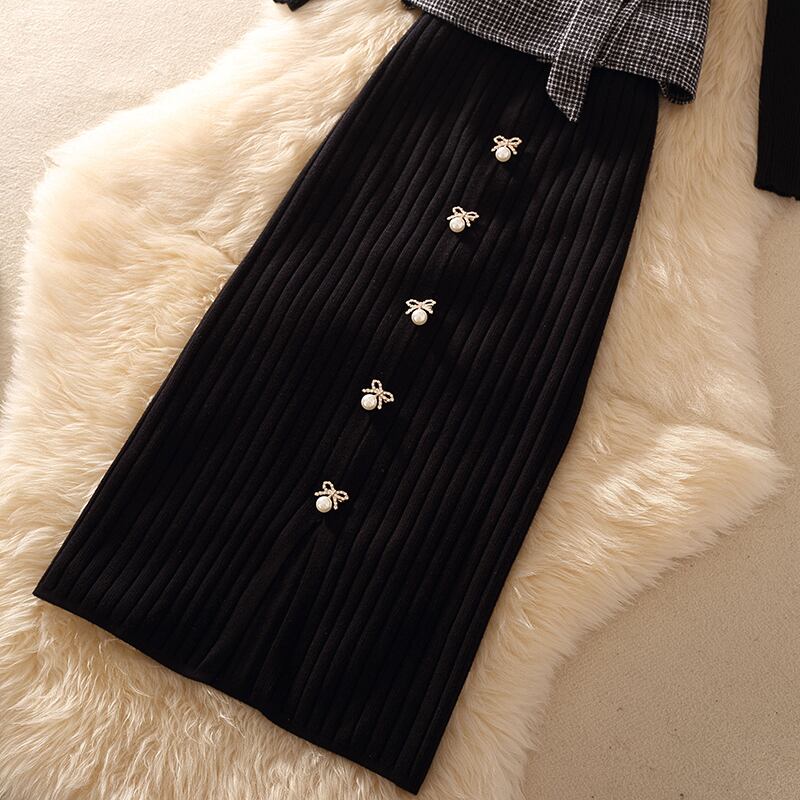 【set】秋冬新作!気質満点レトロニットトップス+ベスト+スカートオシャレ3点セット G2879