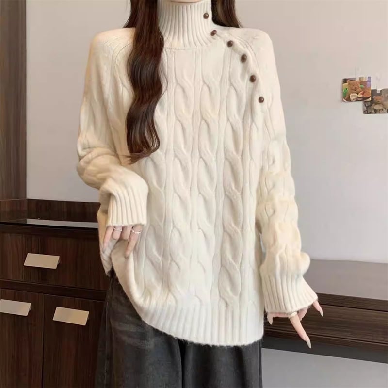 【tops】ハイネックニットトップス Q7314