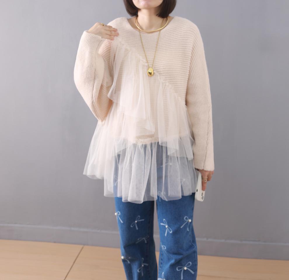 【tops】チュールドッキングニットセーター　M26966