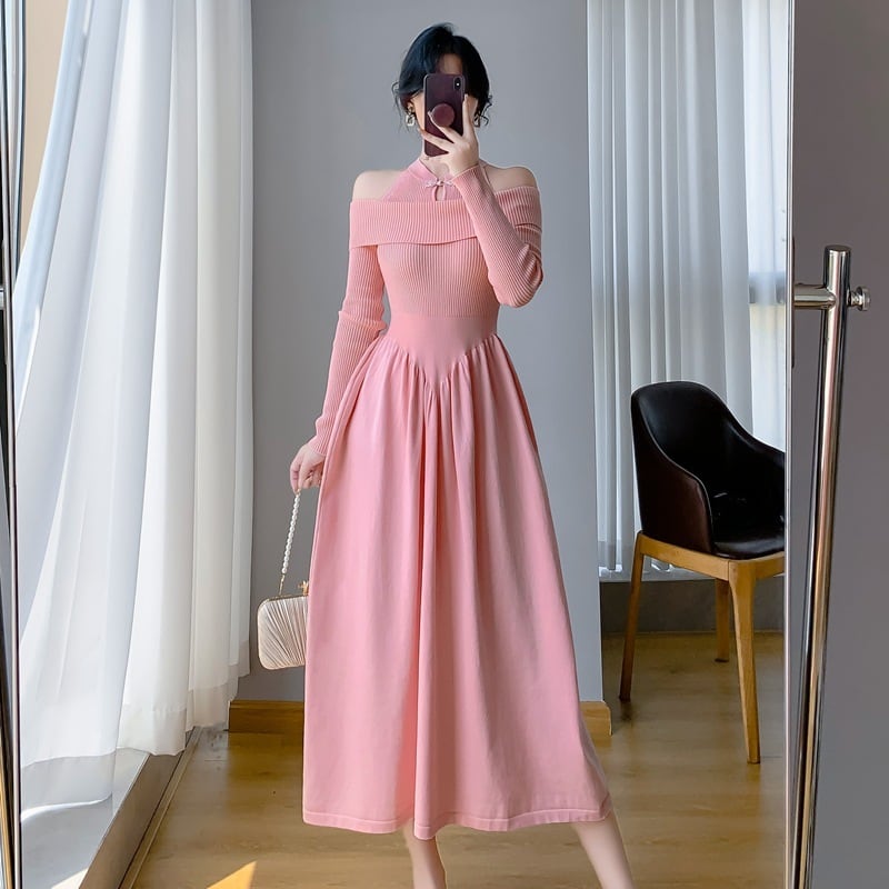 【dress】切り替えニットワンピース　M26174