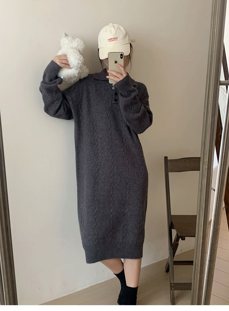 【dress】POLOネックニットワンピース　M18757