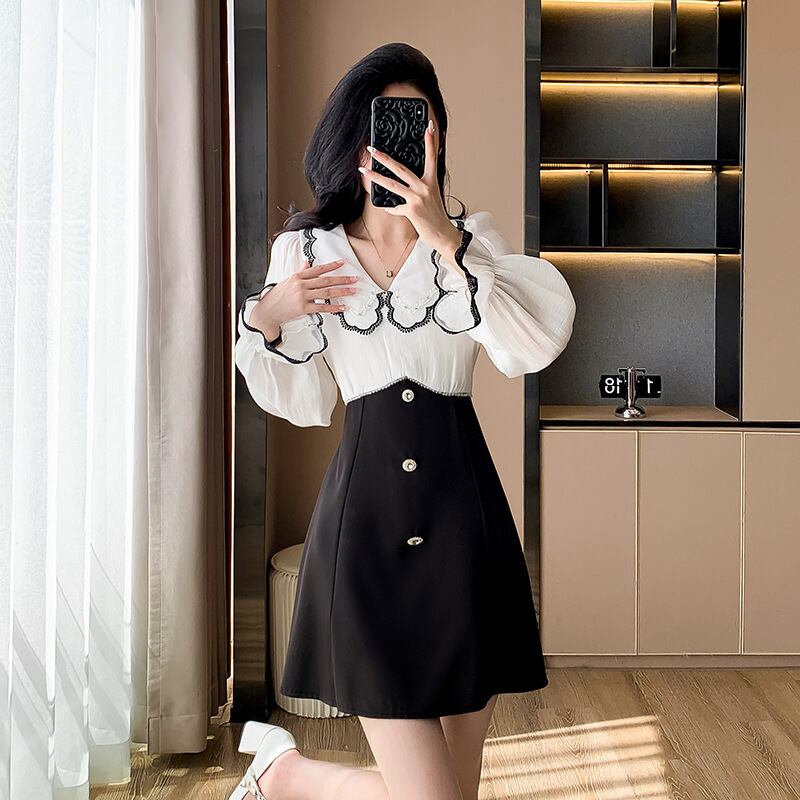 【dress】レース切り替えワンピース　M27427