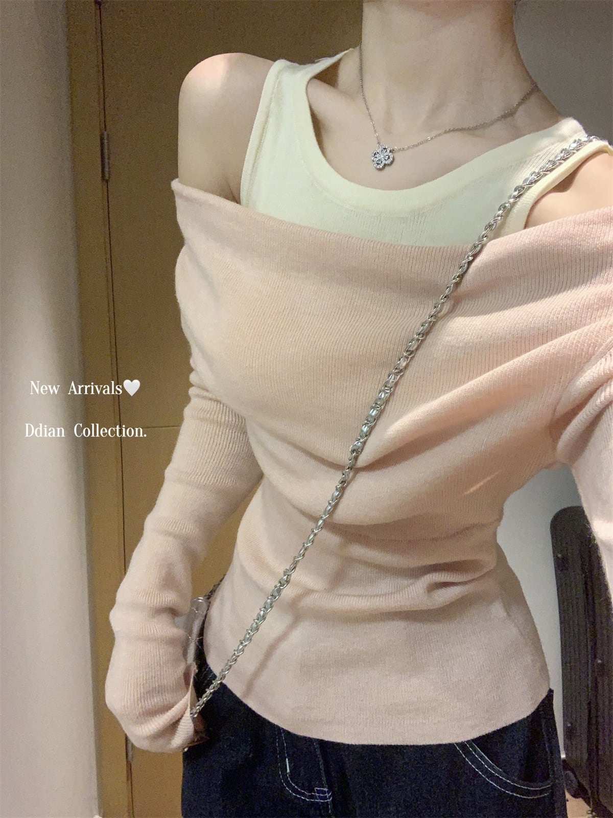 【tops】ドッキングニットトップス　M29002