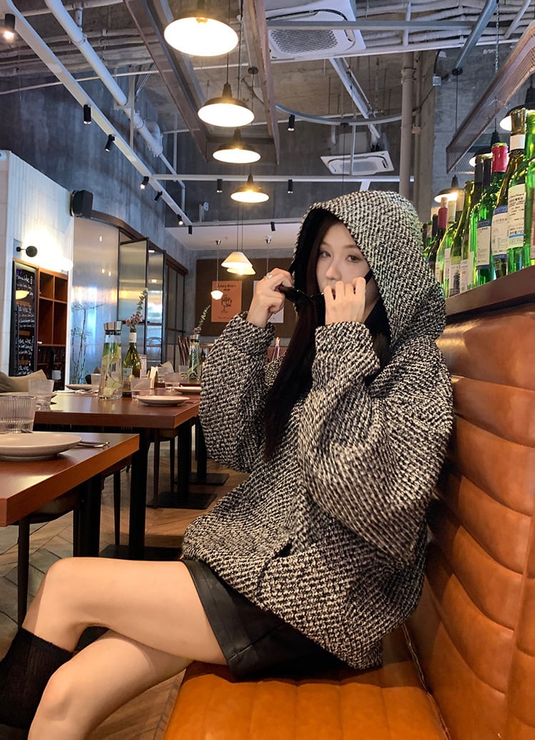 【tops】フード付き厚手パーカーG19985