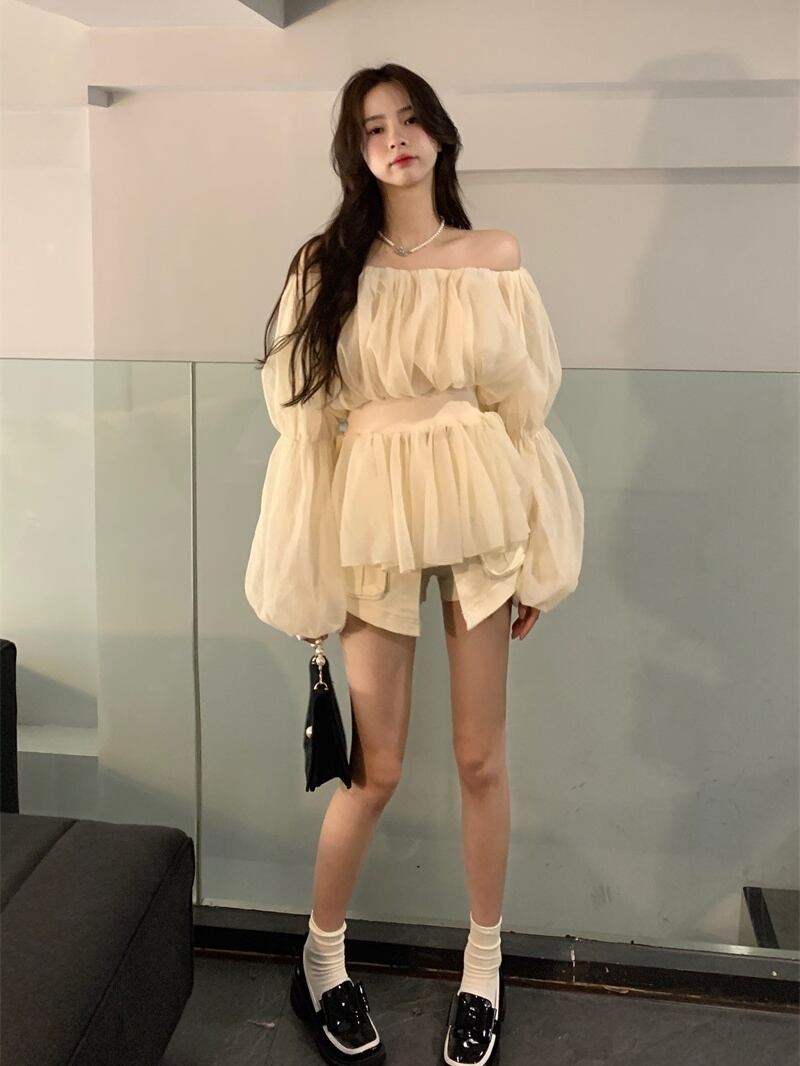 【tops】オフショルダーパフスリーブ ブラウスG20416