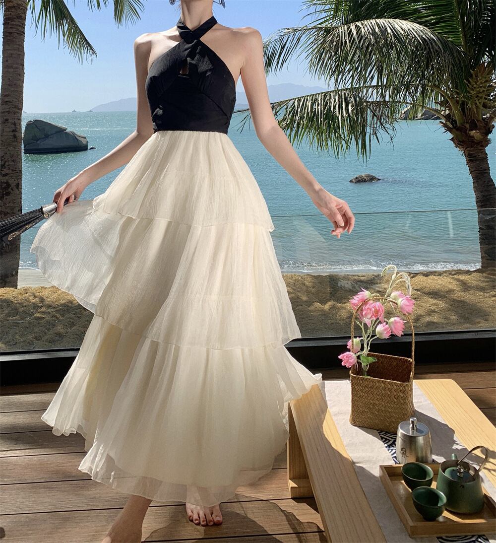 【dress】ドッキングホルターネックワンピース　M30149