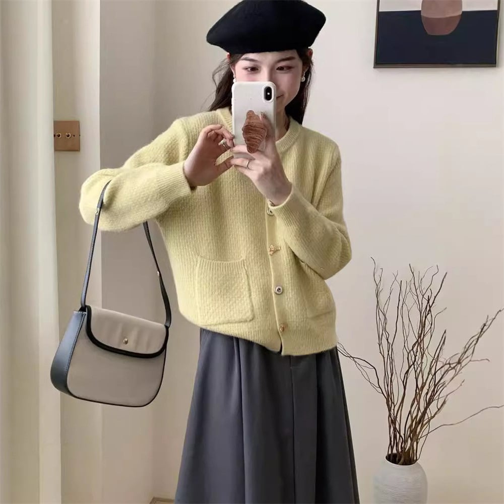 【outer】クルーネックニットカーデ　M25982