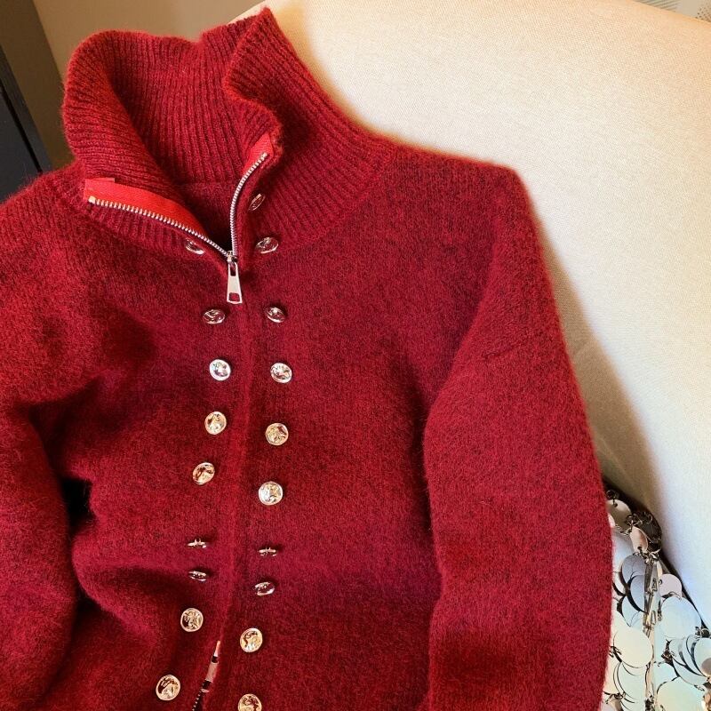 【outer】ファスナーニットカーデ　M29155