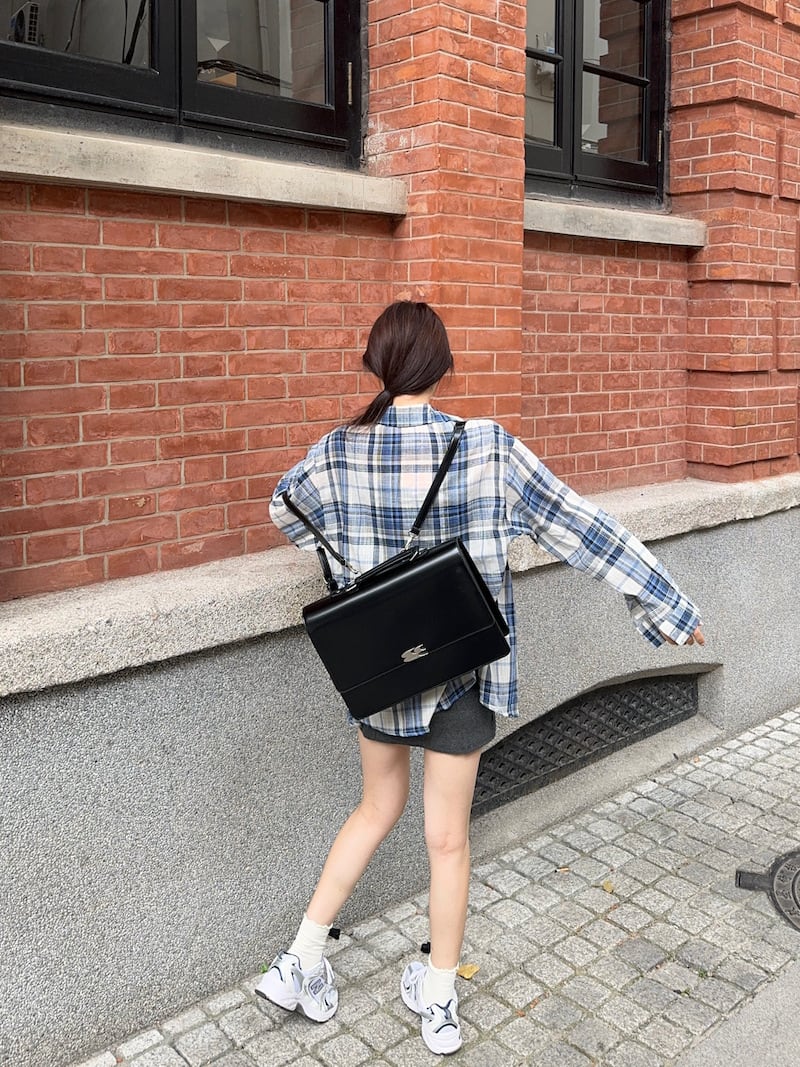 【set】チェック柄シャツ×キャミワンピースセット　M25198