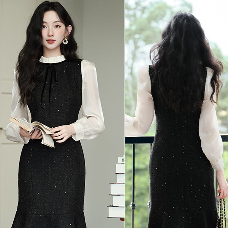 【dress】シアースリーブマーメイドワンピース Q7044