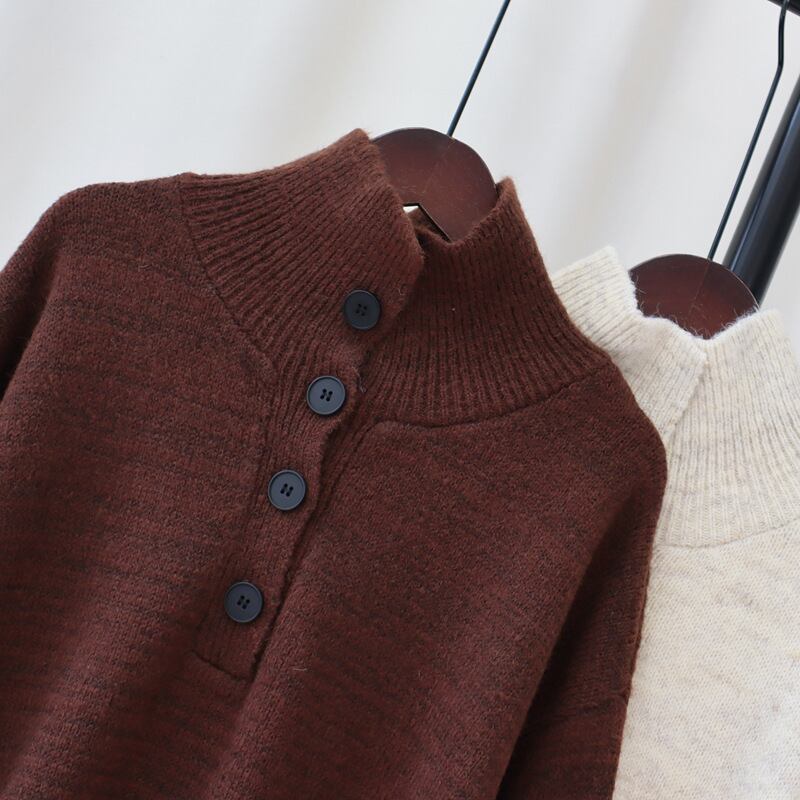 【tops】ボタンデザインニットセーター　M27817