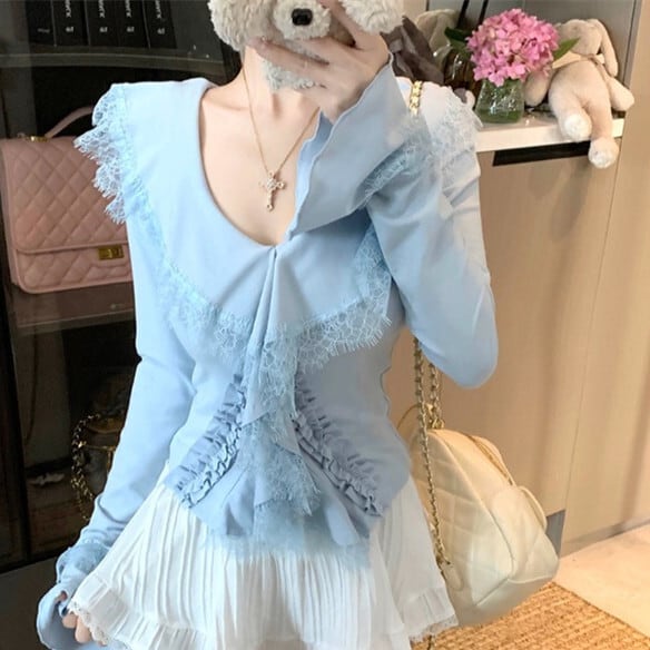 【tops】レース切り替えトップス　M29693