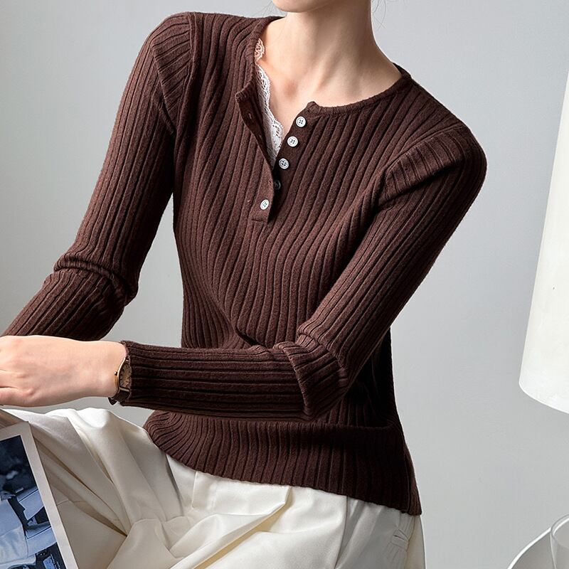 【tops】レースドッキングニットトップス Q6969