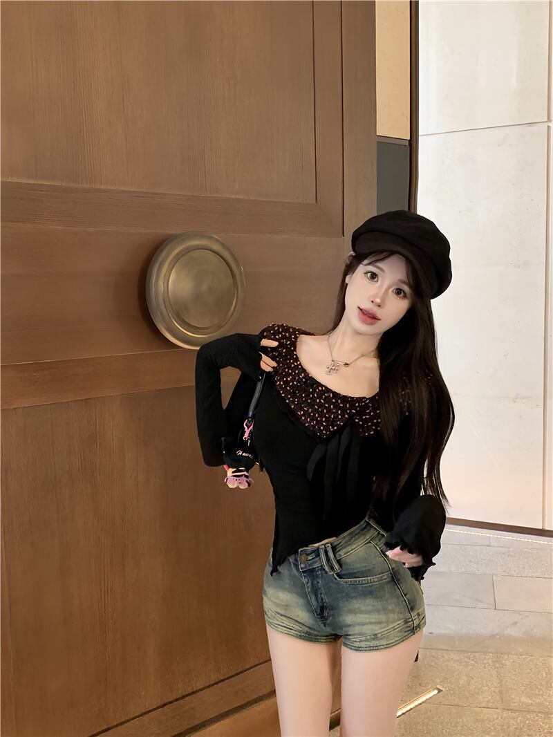 【tops】不規則 イレギュラー長袖Tシャツ　M28313