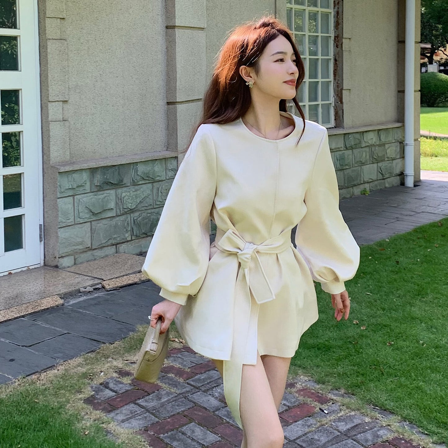 【dress】2WAYノーカラーミニワンピース　N3327