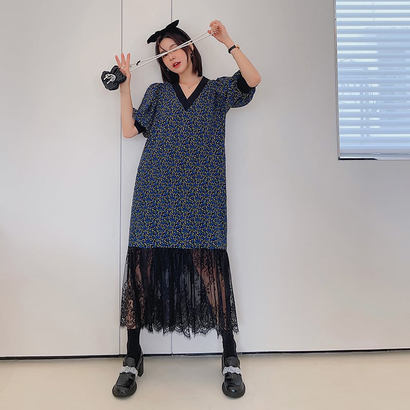 【dress】レース花柄ワンピース　M25158