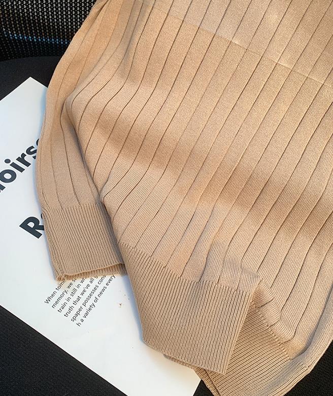 【tops】3色ラウンドネックニットＴシャツF7286