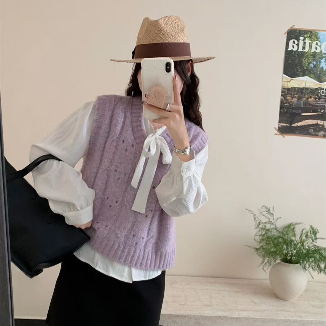 【tops】Vネックニットベスト　M29071