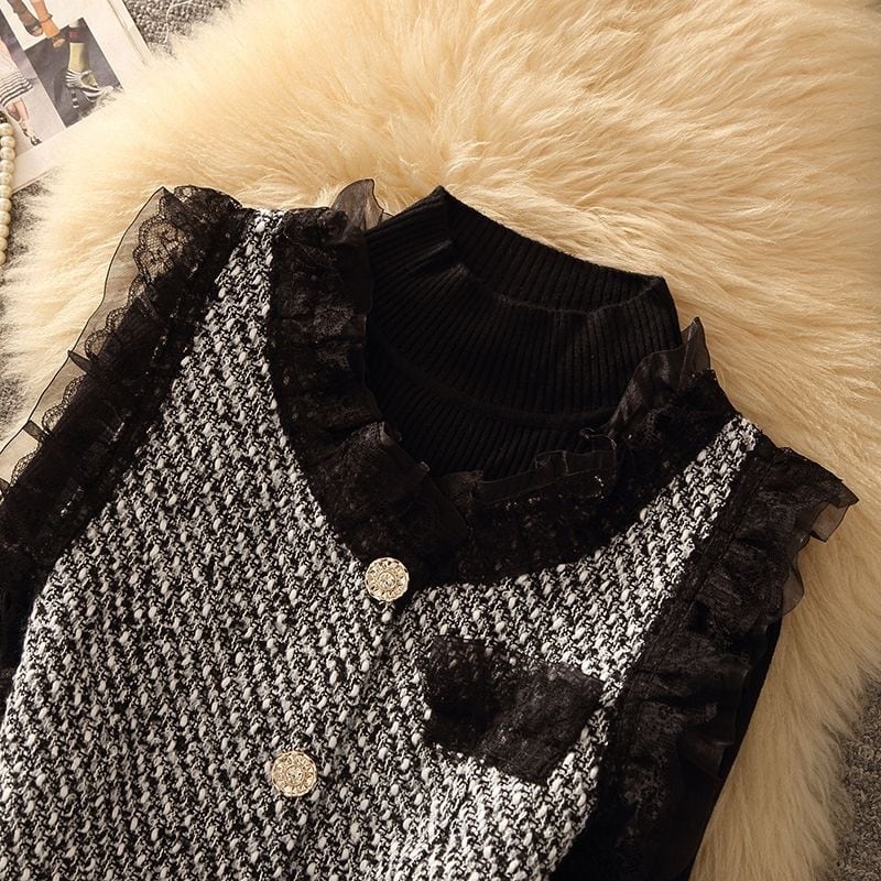 【tops】レースツイードベスト　N2252