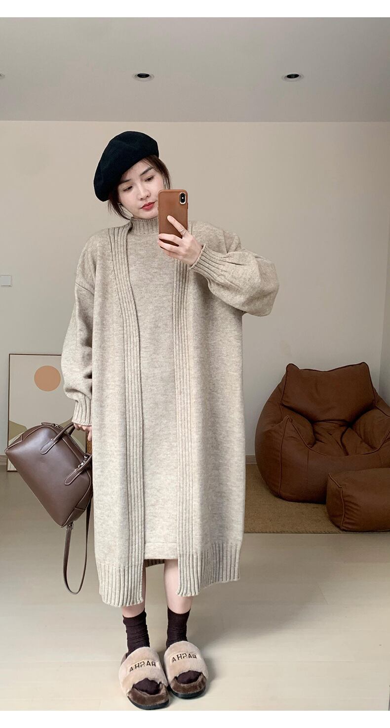【set】ロングカーディガン×ノースリーブワンピースセット　N2222