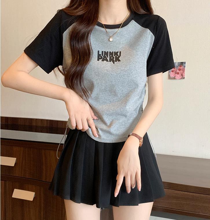 【tops】半袖英字柄ＴシャツF7493