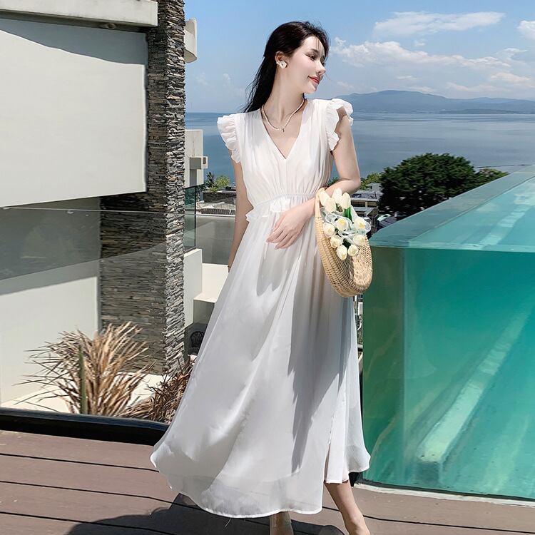 【dress】ギャザー海旅行ワンピース G20066