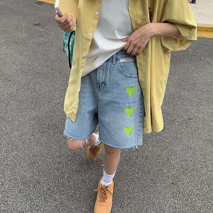 【bottoms】ハートデニムショートパンツG21294