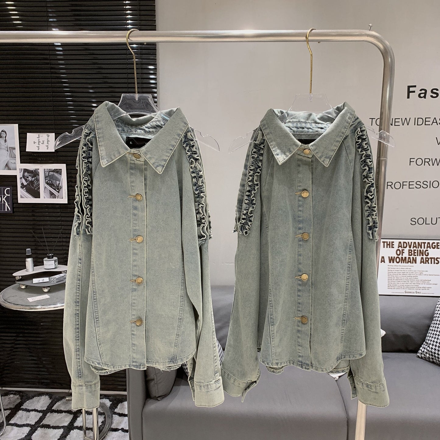 【tops】オフショルダーデニムシャツトップス　M29717