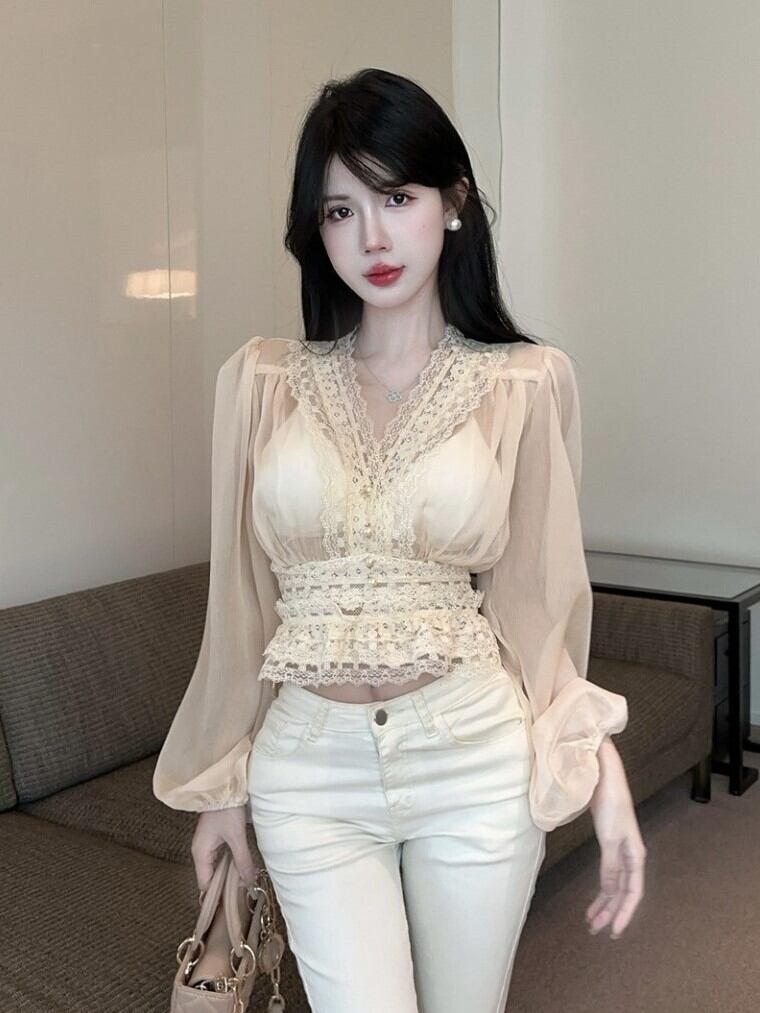 【tops】レースドッキングブラウス　M29390