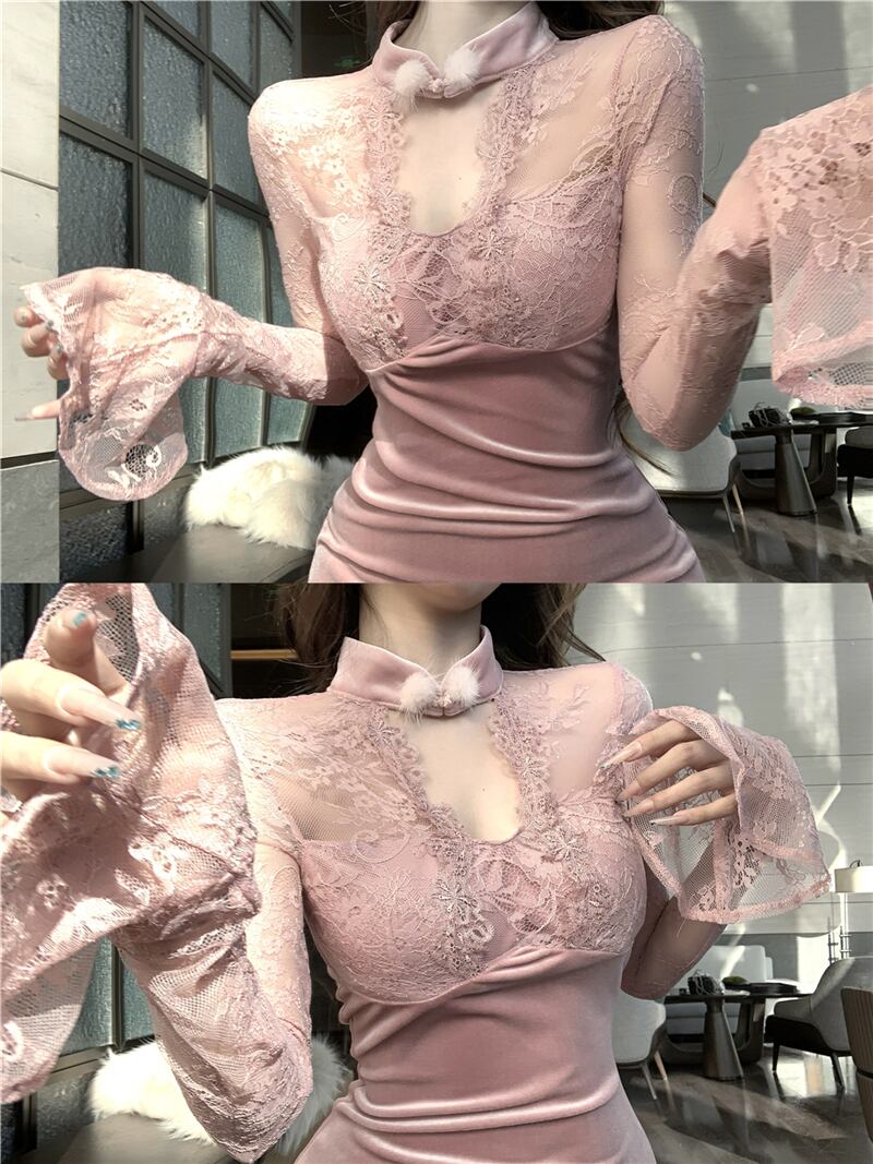 【dress】レースドッキングワンピース　M28494