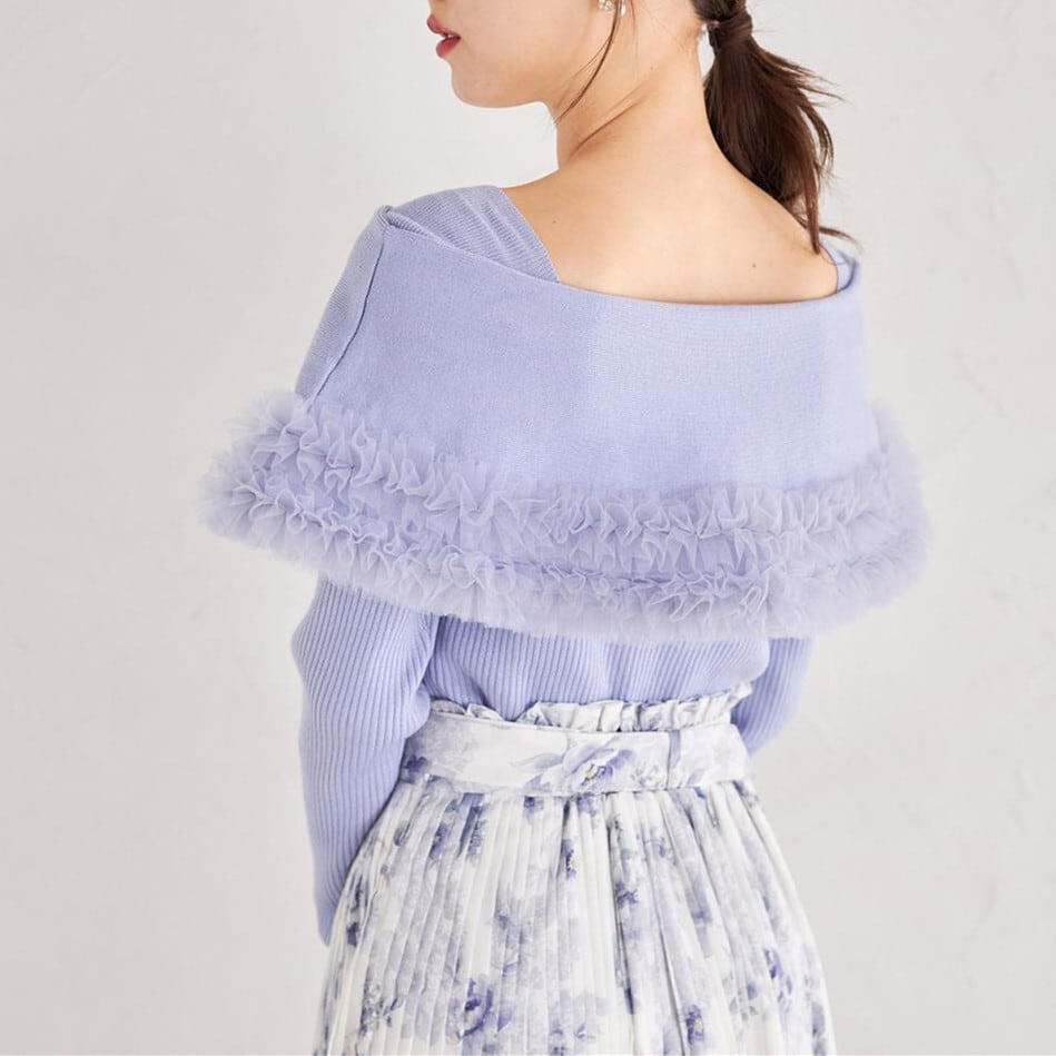 【tops】ギャザーフリルニットトップス　M28150