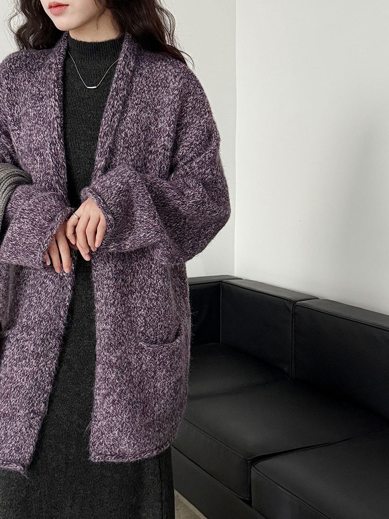 【outer】ロングニットカーディガン Q7301
