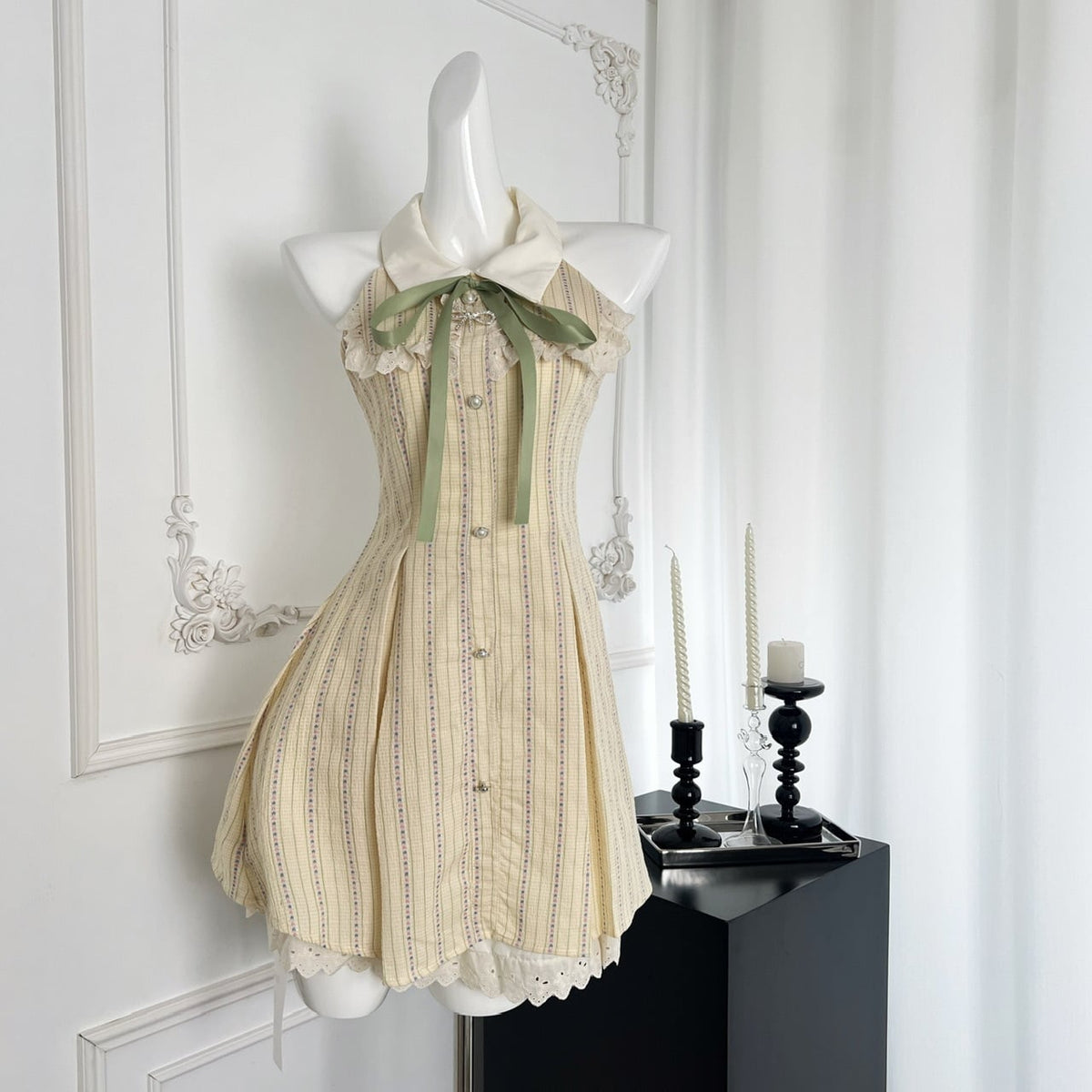 【dress】ノースリーブリボン付きワンピース　M25150