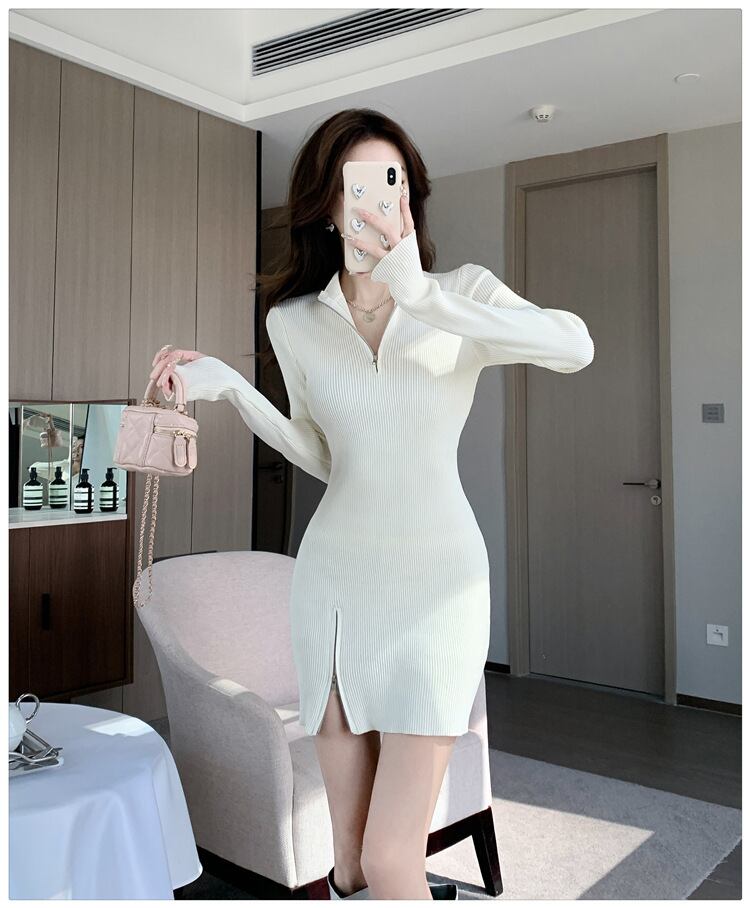 【dress】ファスナーニットワンピース　M28369