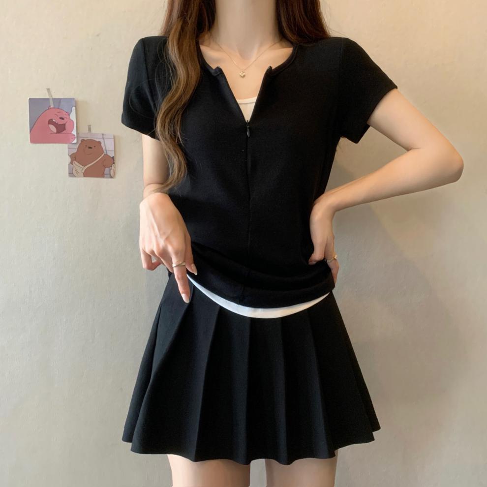 【tops】偽二つ切り替えTシャツG21042