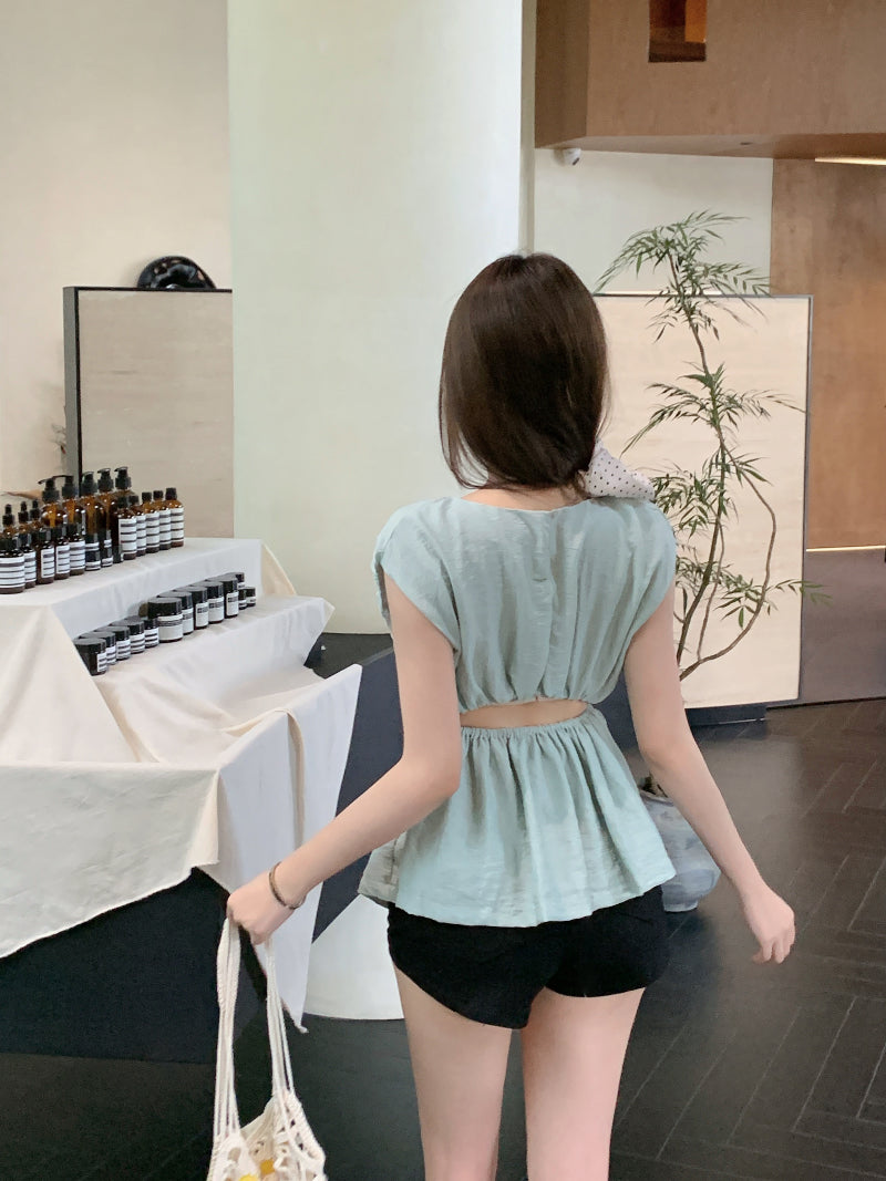 【tops】透かし彫りギャザーブラウスG22053