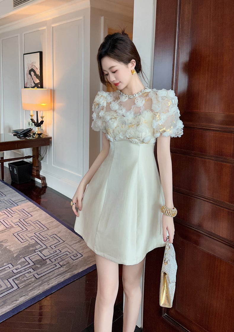 【dress】立体フラワーデートワンピース　M25073