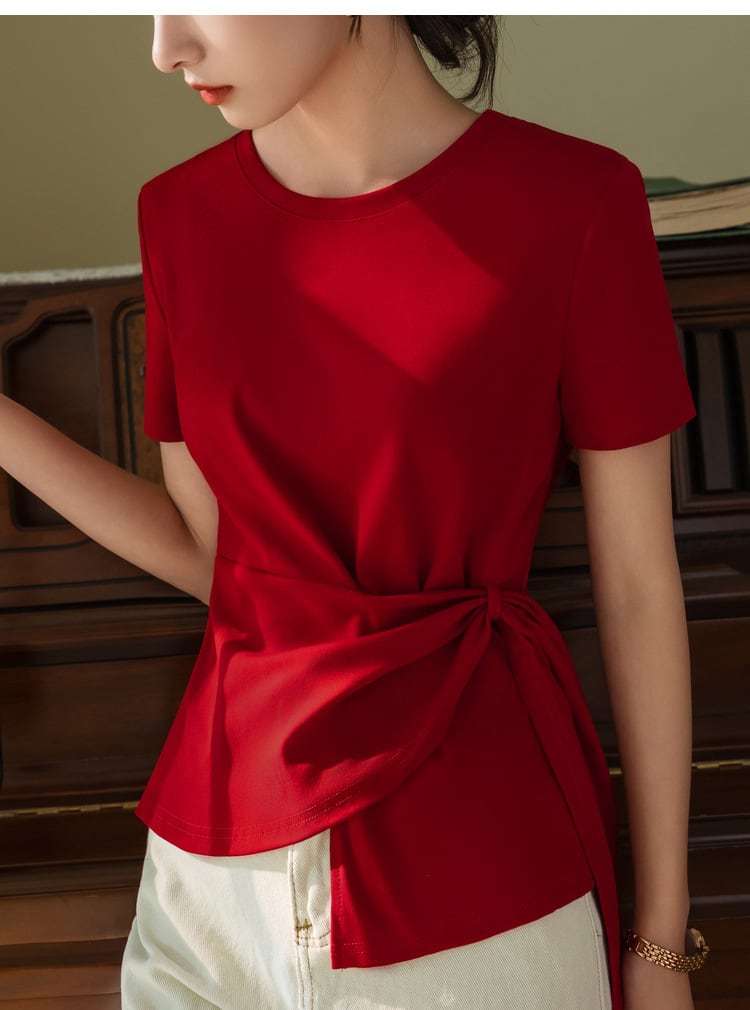 【tops】3色ラウンドネックイレギュラーＴシャツF7385