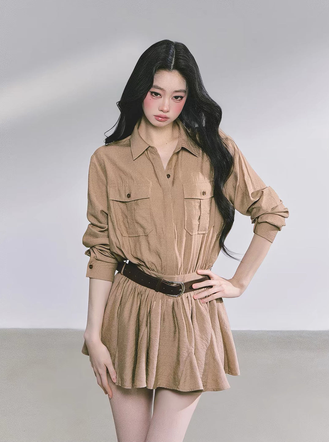 【dress】ストール付きAラインワンピース Q8905