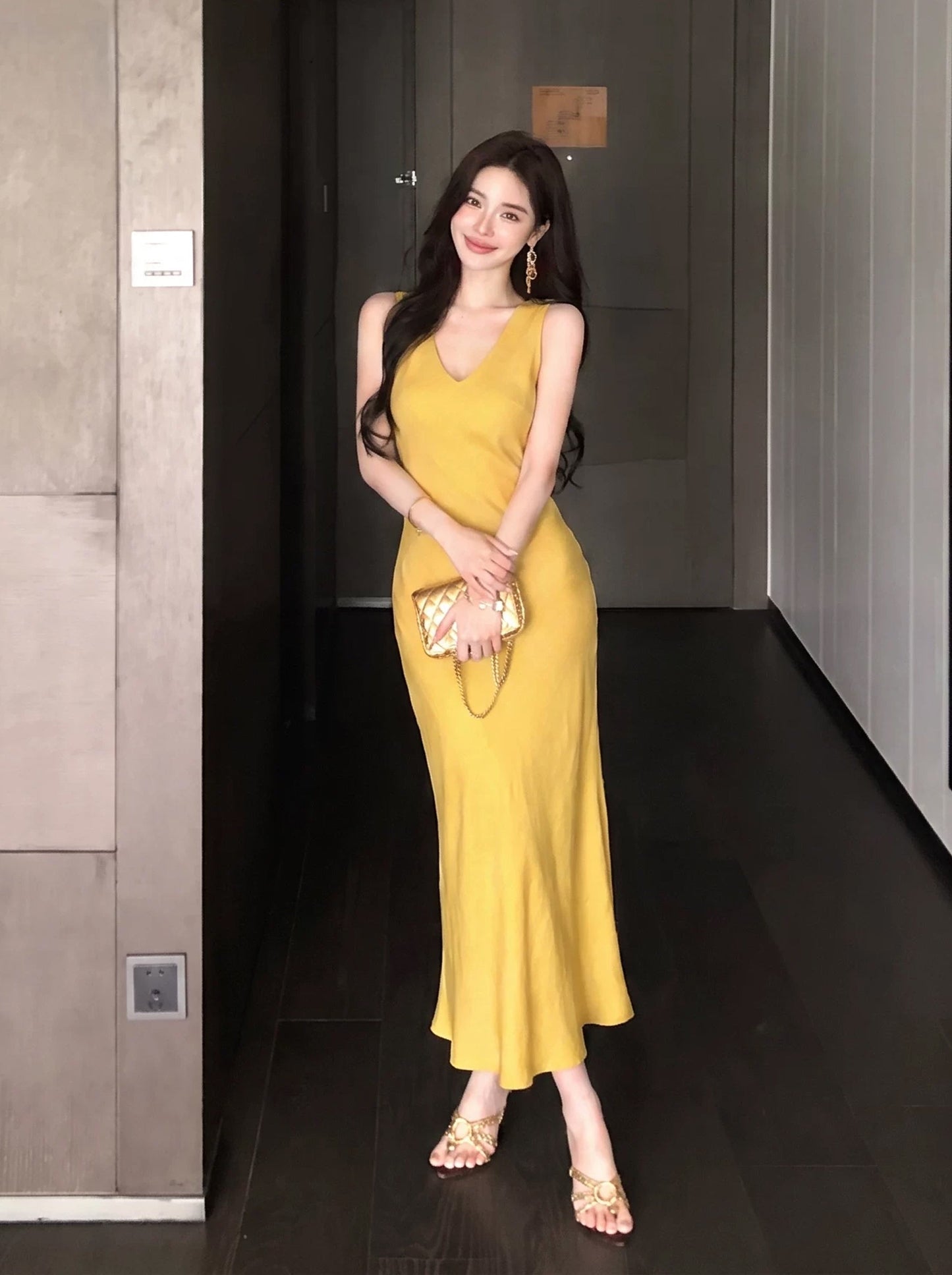【dress】ロングベストワンピース Q8891