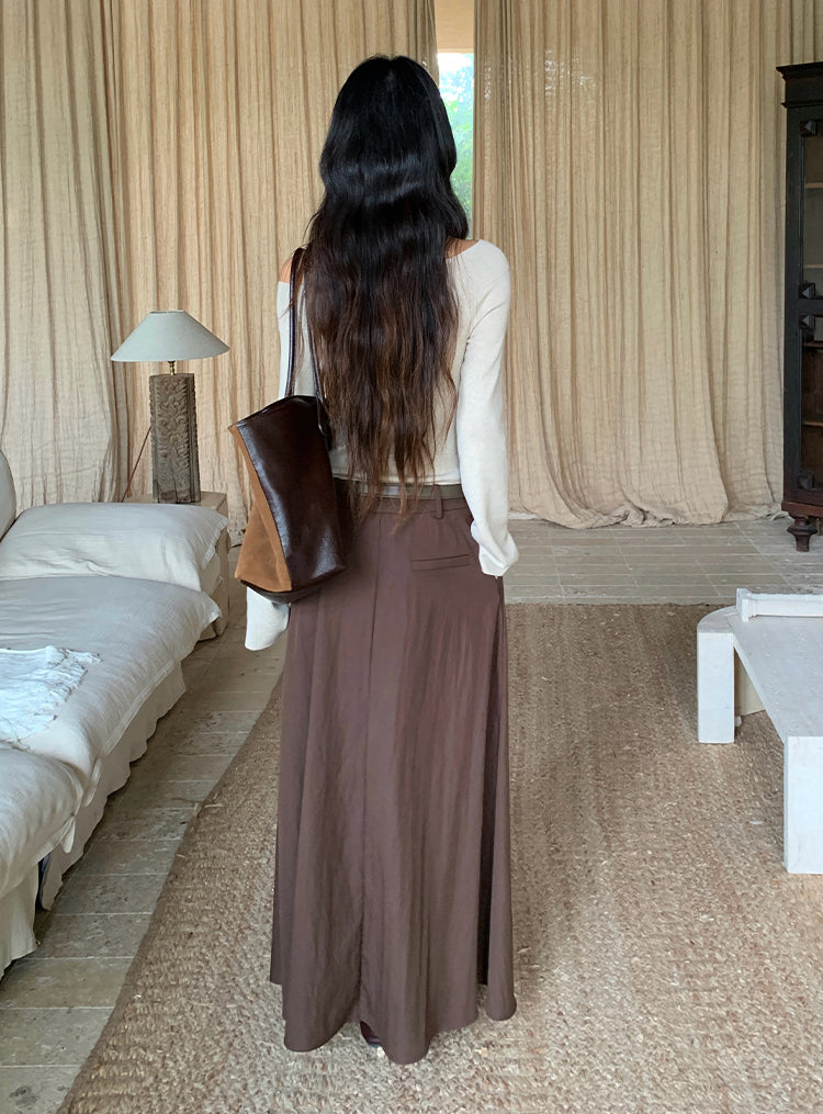 【dress】ベルト付きニットドッキングロングワンピース Q8926