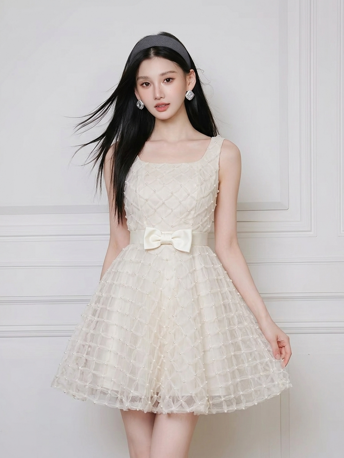 【dress】パールチュールミニワンピース   N3742