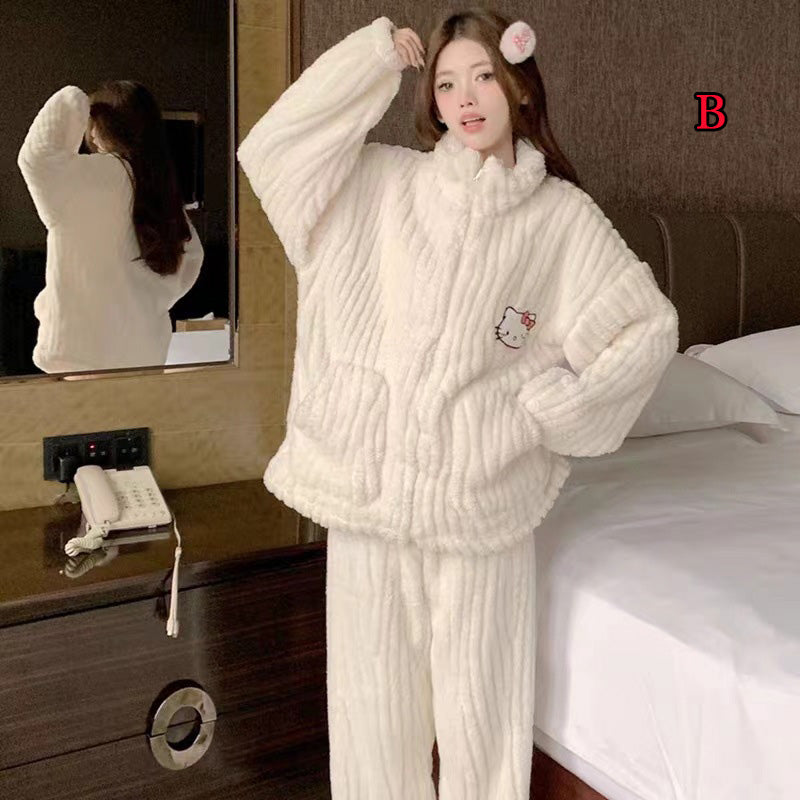 【ホーム・生活】バンドカラー上下セットルームウェアF8461