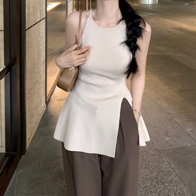 【tops】3色スリットタンクトップF7585