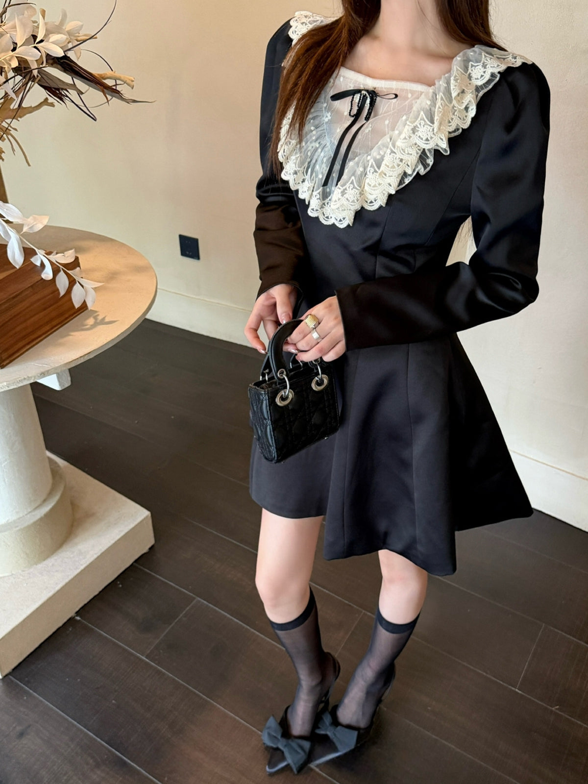 【dress】レースドッキングミニワンピース Q9080