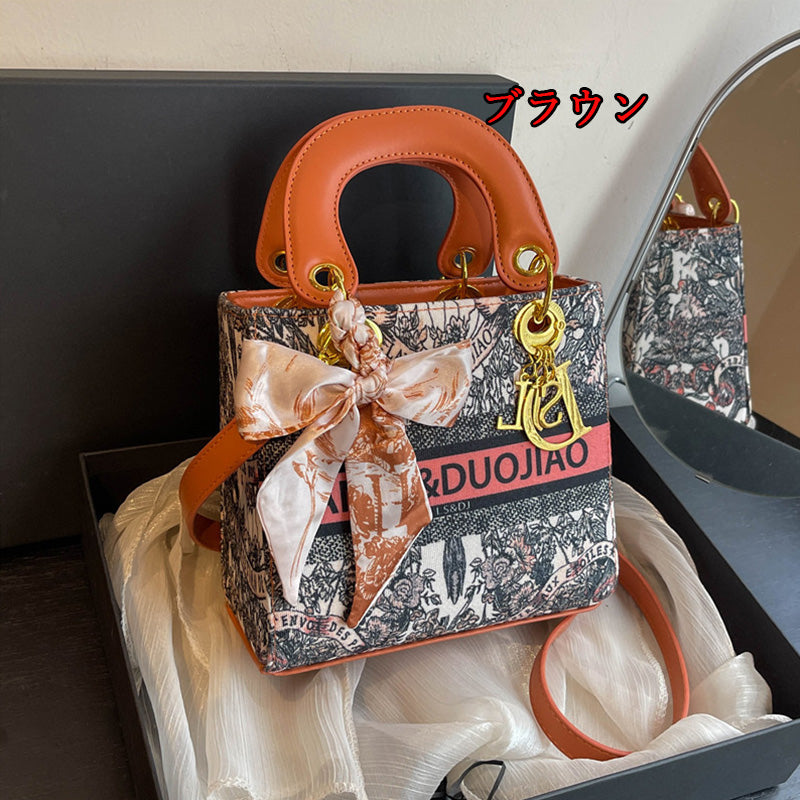 【小物】2way花柄バッグF7785