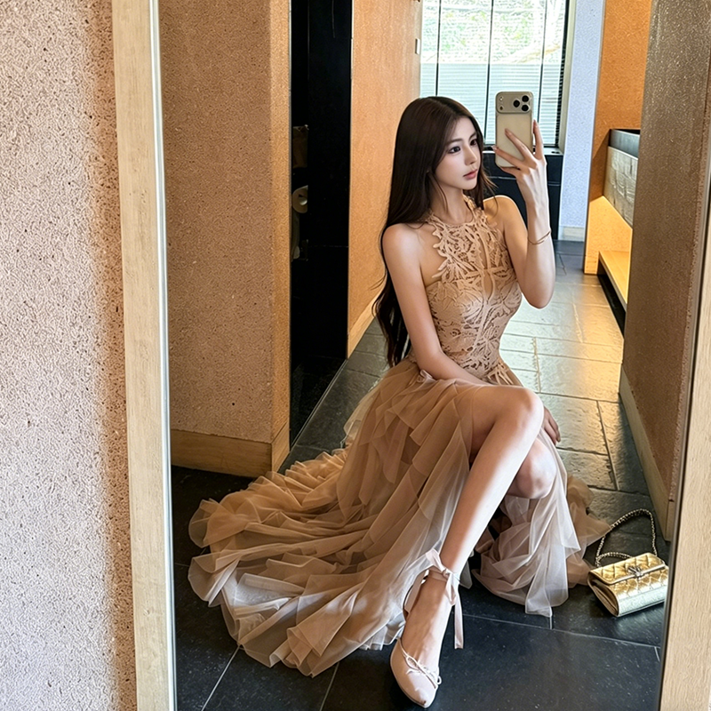 【dress】レースドッキングチュールワンピース N3590